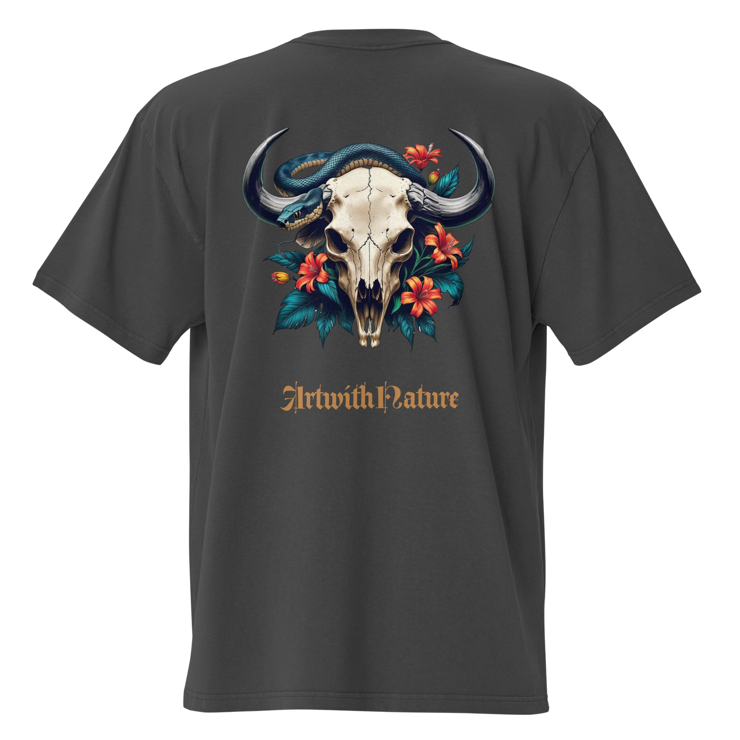Oversized faded t-shirt - AWN - Flower Skull